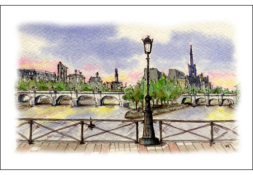 Le Pont Neuf from the Artists Bridge, Paris
